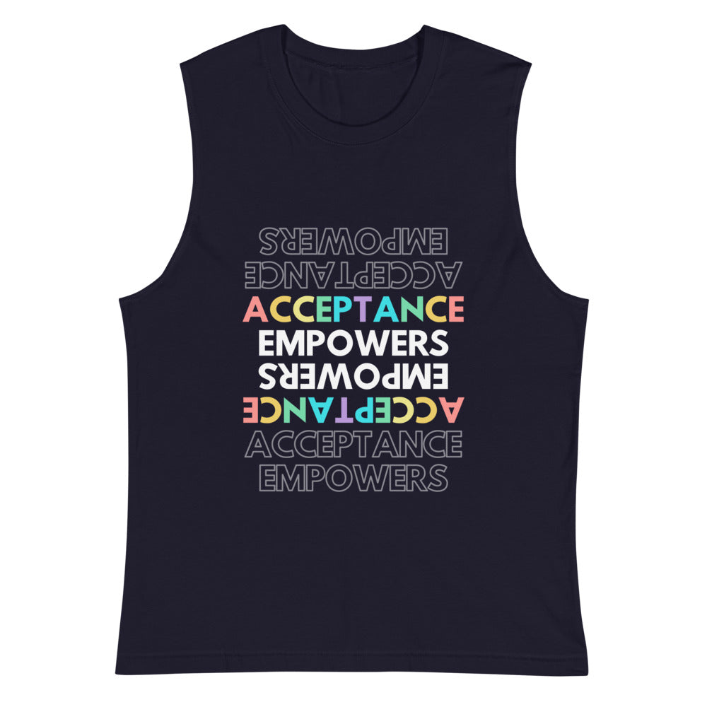 Navy Acceptance Empowers Muscle Shirt by Queer In The World Originals sold by Queer In The World: The Shop - LGBT Merch Fashion