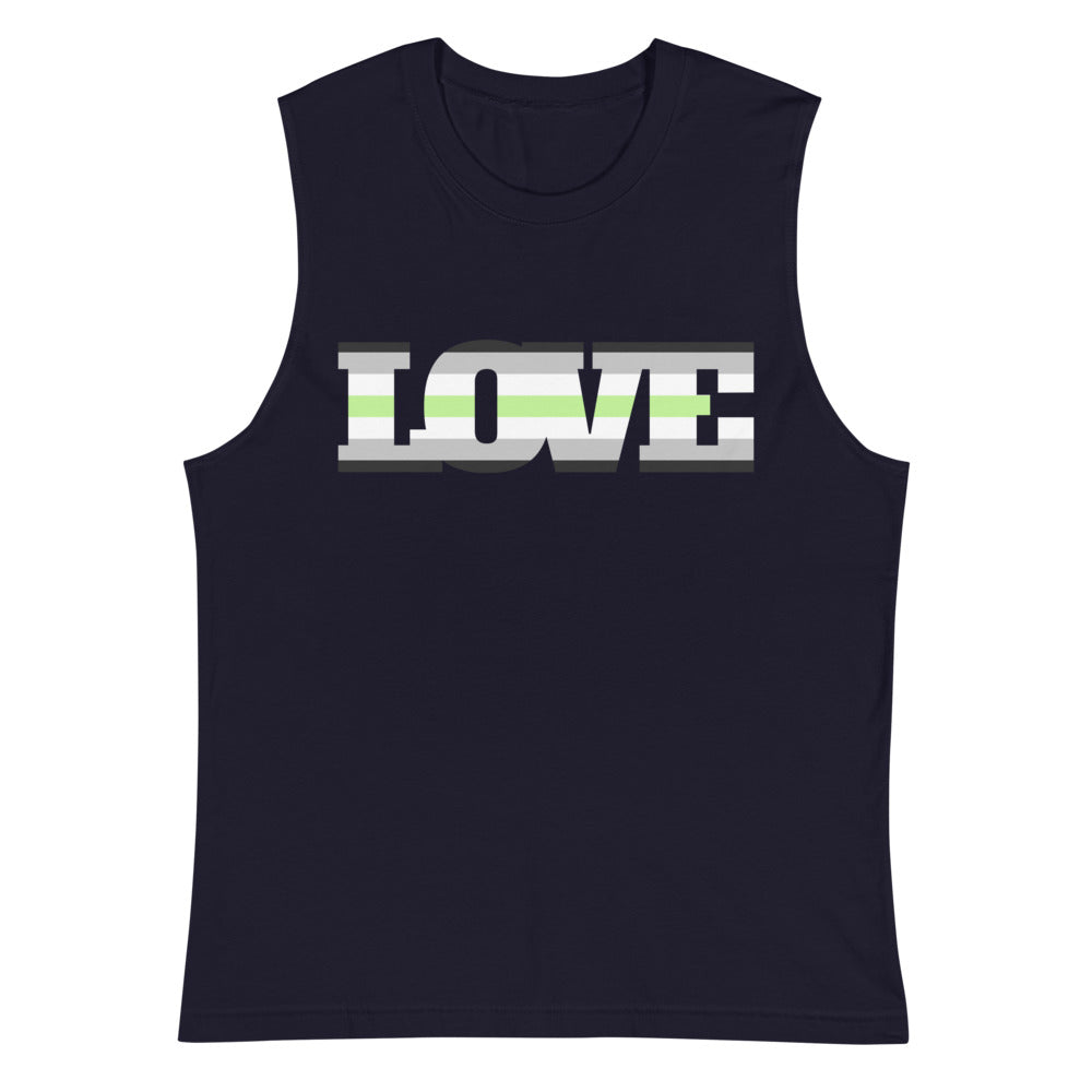 Navy Agender Love Muscle Top by Queer In The World Originals sold by Queer In The World: The Shop - LGBT Merch Fashion