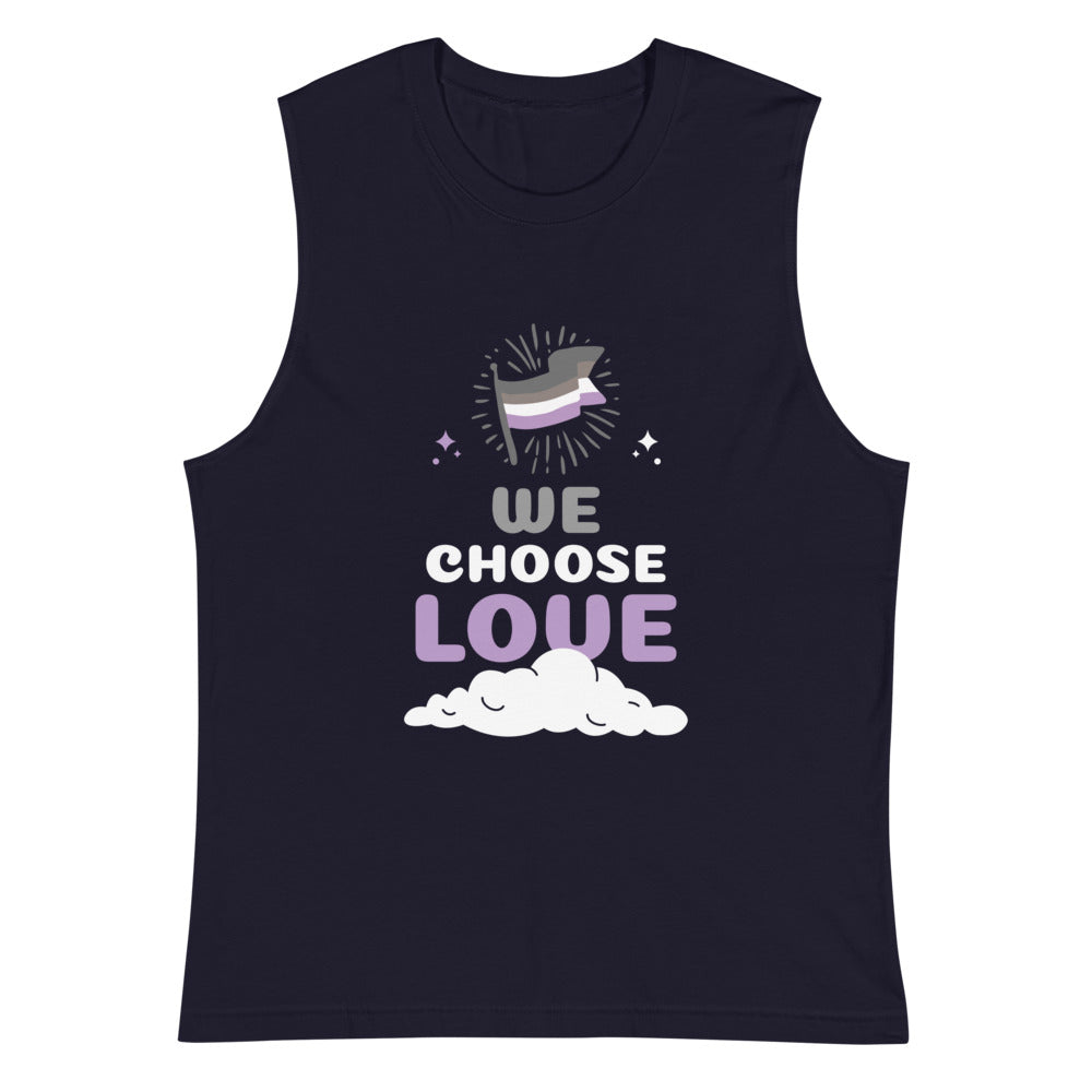 Navy Asexual We Choose Love Muscle Shirt by Printful sold by Queer In The World: The Shop - LGBT Merch Fashion