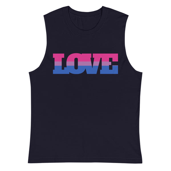 Navy Bisexual Love Muscle Top by Queer In The World Originals sold by Queer In The World: The Shop - LGBT Merch Fashion