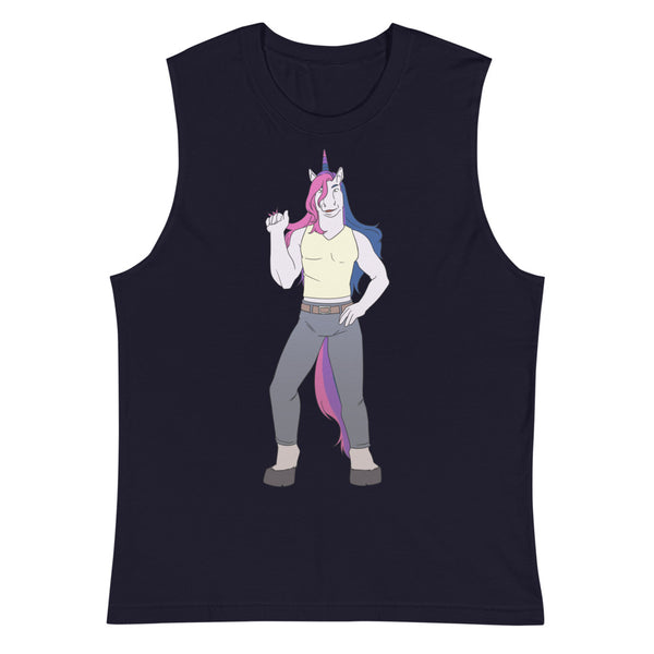 Navy Bisexual Unicorn Muscle Top by Queer In The World Originals sold by Queer In The World: The Shop - LGBT Merch Fashion