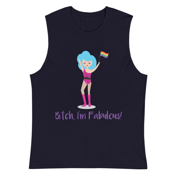 Navy Bitch I'm Fabulous! Drag Queen Muscle Top by Queer In The World Originals sold by Queer In The World: The Shop - LGBT Merch Fashion