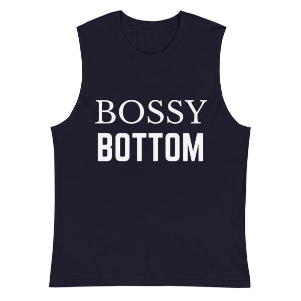 Navy Bossy Bottom Muscle Top by Queer In The World Originals sold by Queer In The World: The Shop - LGBT Merch Fashion