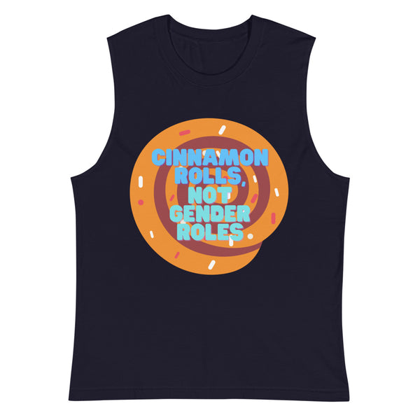 Navy Cinnamon Rolls Not Gender Roles Muscle Top by Queer In The World Originals sold by Queer In The World: The Shop - LGBT Merch Fashion