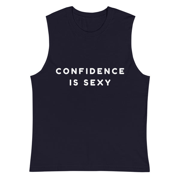 Navy Confidence Is Sexy Muscle Top by Queer In The World Originals sold by Queer In The World: The Shop - LGBT Merch Fashion