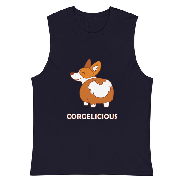 Navy Corgelicious Muscle Top by Queer In The World Originals sold by Queer In The World: The Shop - LGBT Merch Fashion