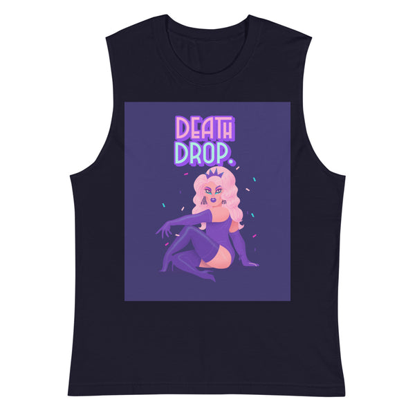 Navy Death Drop Muscle Top by Queer In The World Originals sold by Queer In The World: The Shop - LGBT Merch Fashion