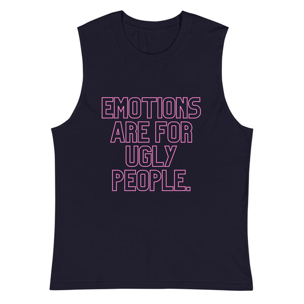 Navy Emotions Are For Ugly People Muscle Top by Queer In The World Originals sold by Queer In The World: The Shop - LGBT Merch Fashion