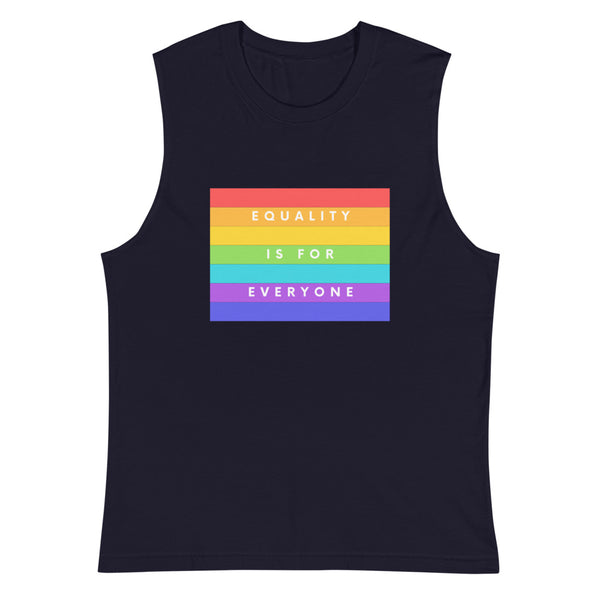 Navy Equality Is For Everyone Muscle Top by Queer In The World Originals sold by Queer In The World: The Shop - LGBT Merch Fashion