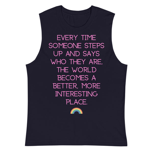 Navy Every Time Someone Steps Up Muscle Top by Queer In The World Originals sold by Queer In The World: The Shop - LGBT Merch Fashion