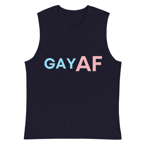 Navy Gay Af Muscle Top by Queer In The World Originals sold by Queer In The World: The Shop - LGBT Merch Fashion