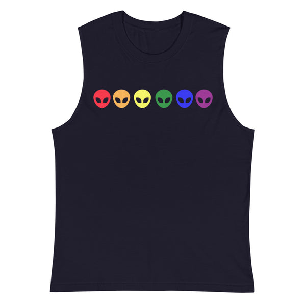 Navy Gay Alien Muscle Top by Queer In The World Originals sold by Queer In The World: The Shop - LGBT Merch Fashion