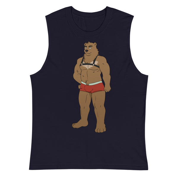 Navy Gay Bear Muscle Top by Queer In The World Originals sold by Queer In The World: The Shop - LGBT Merch Fashion