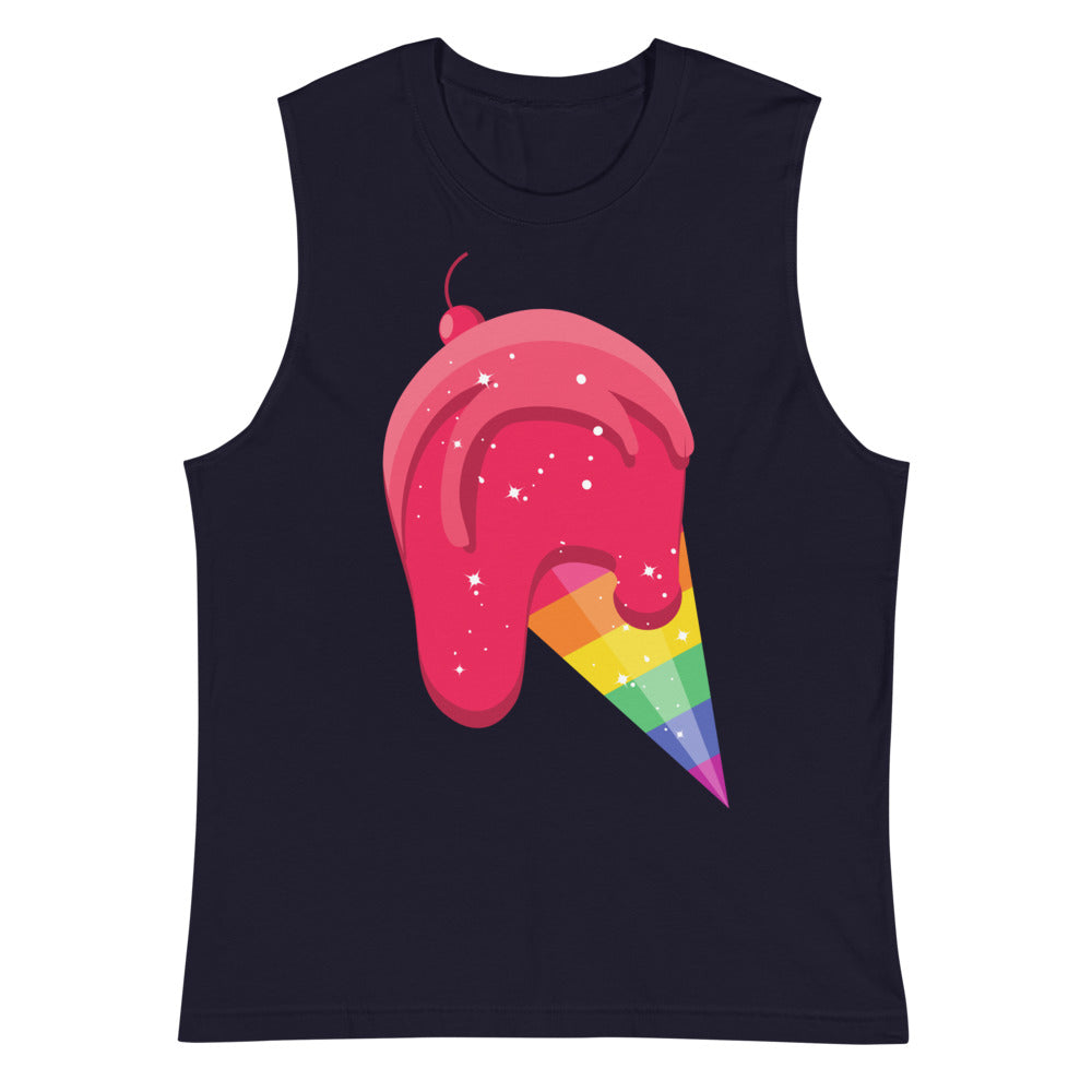 Navy Gay Icecream Muscle Top by Queer In The World Originals sold by Queer In The World: The Shop - LGBT Merch Fashion