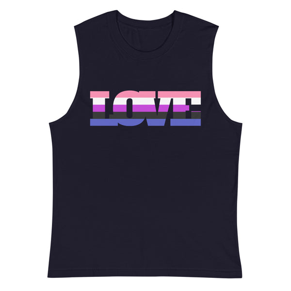 Navy Genderfluid Love Muscle Top by Queer In The World Originals sold by Queer In The World: The Shop - LGBT Merch Fashion