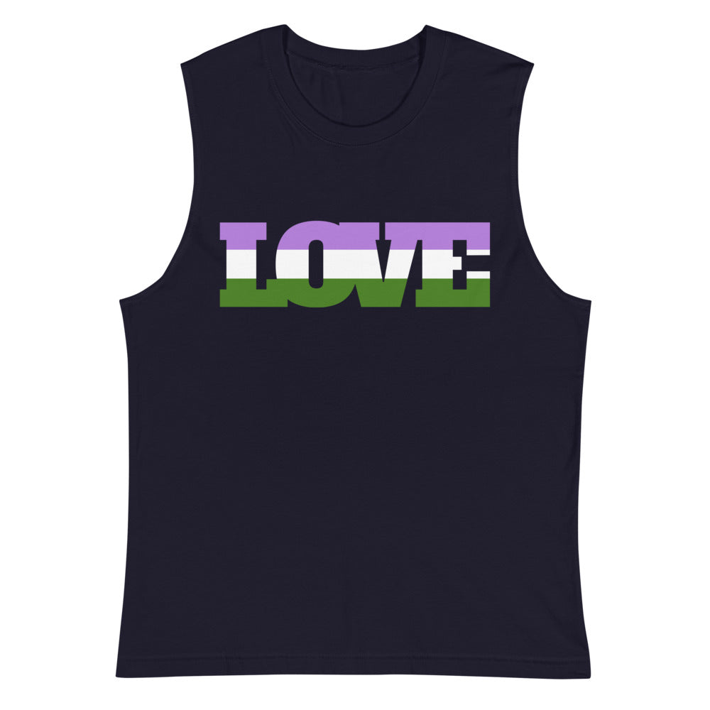 Navy Genderqueer Love Muscle Top by Queer In The World Originals sold by Queer In The World: The Shop - LGBT Merch Fashion