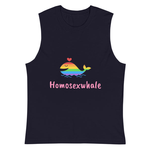 Navy Homosexwhale Muscle Top by Queer In The World Originals sold by Queer In The World: The Shop - LGBT Merch Fashion