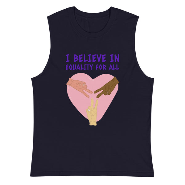 Navy I Believe In Equality For All Muscle Top by Queer In The World Originals sold by Queer In The World: The Shop - LGBT Merch Fashion