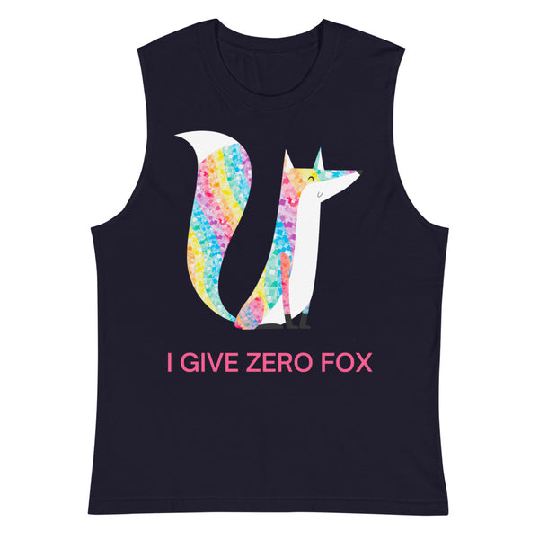 Navy I Give Zero Fox Glitter Muscle Top by Queer In The World Originals sold by Queer In The World: The Shop - LGBT Merch Fashion