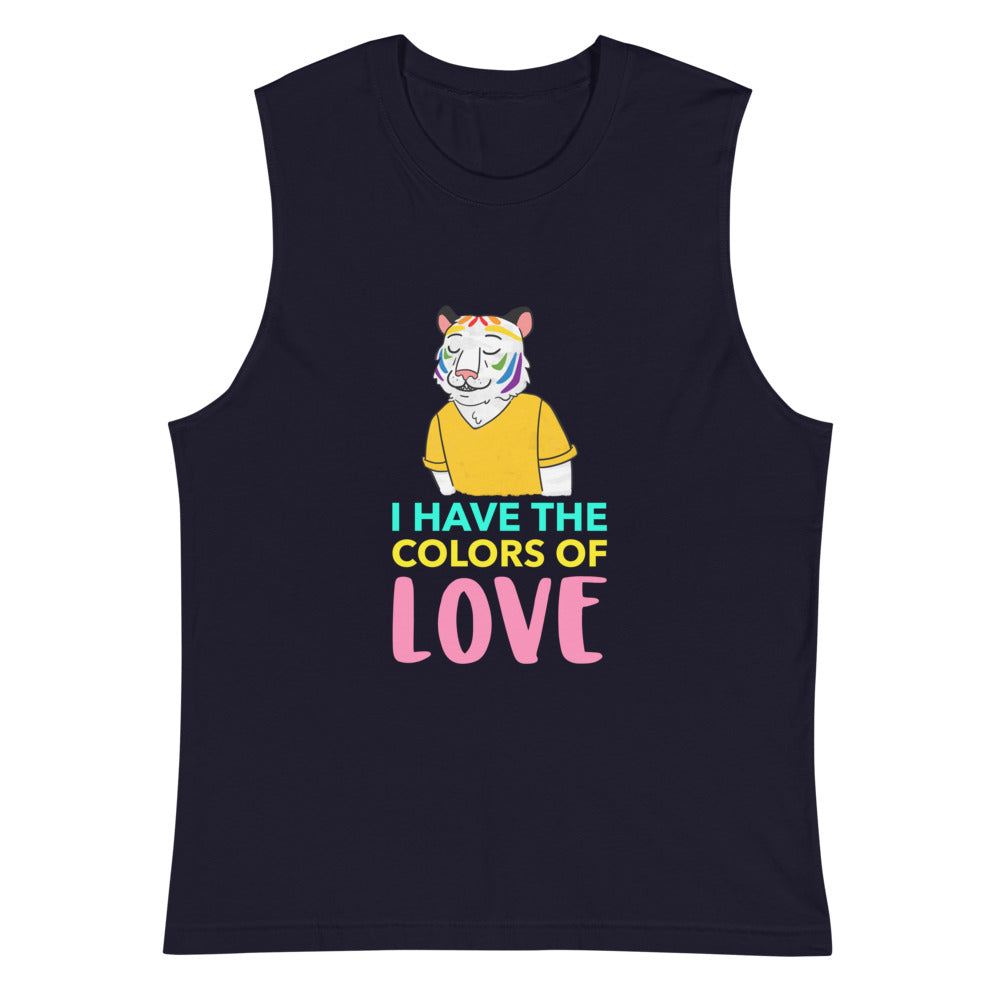 Navy I Have The Colors Of Love Muscle Shirt by Printful sold by Queer In The World: The Shop - LGBT Merch Fashion