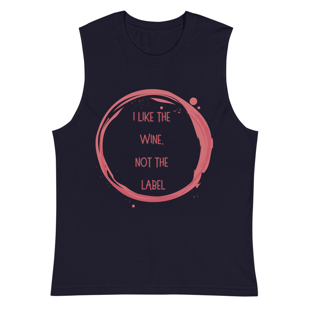 Navy I Like The Wine Not The Label Muscle Top by Queer In The World Originals sold by Queer In The World: The Shop - LGBT Merch Fashion