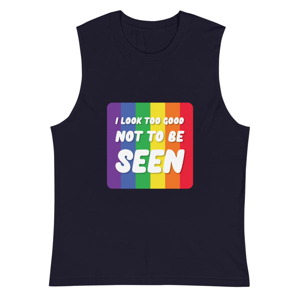 Navy I Look Too Good Muscle Top by Queer In The World Originals sold by Queer In The World: The Shop - LGBT Merch Fashion