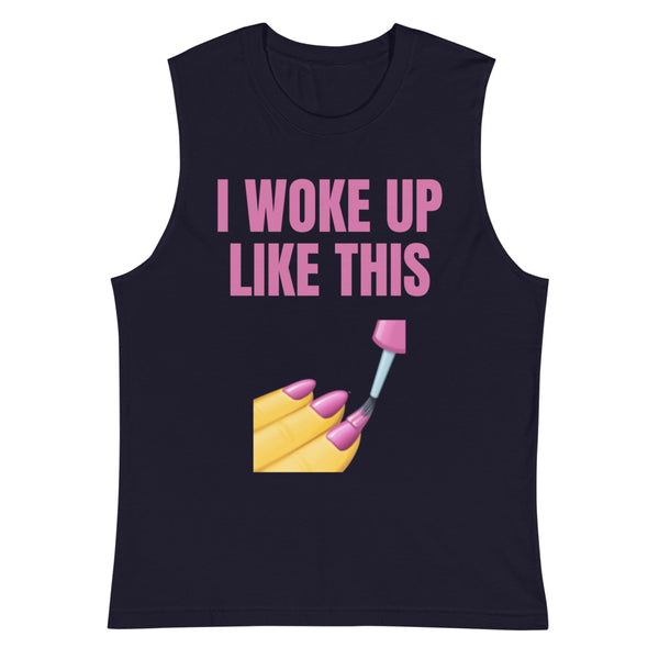 Navy I Woke Up Like This Muscle Top by Queer In The World Originals sold by Queer In The World: The Shop - LGBT Merch Fashion