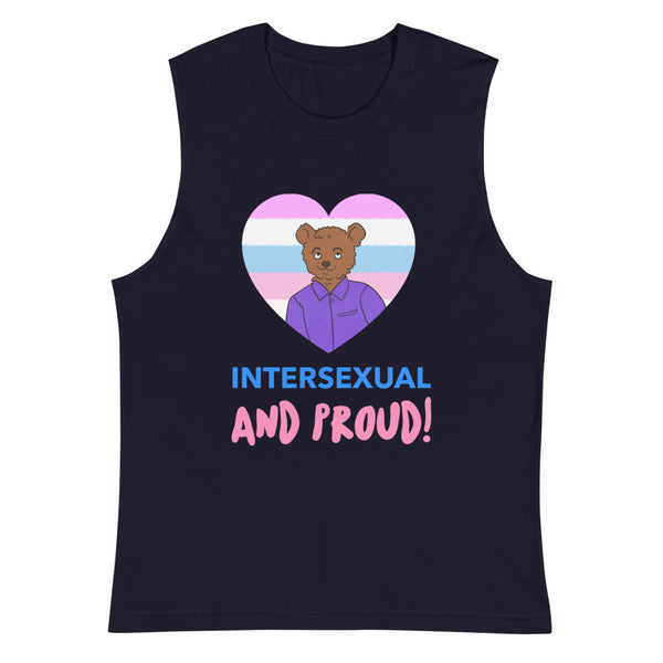 Navy Intersexual And Proud Muscle Top by Queer In The World Originals sold by Queer In The World: The Shop - LGBT Merch Fashion