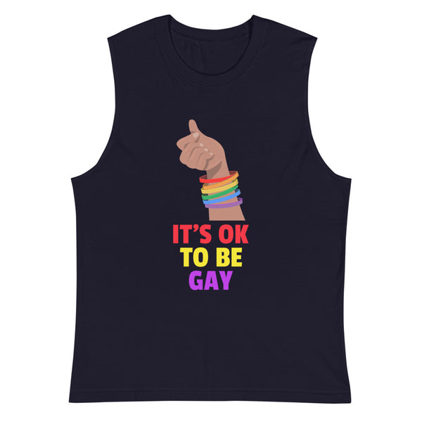 Navy It's Ok To Be Gay Muscle Top by Queer In The World Originals sold by Queer In The World: The Shop - LGBT Merch Fashion