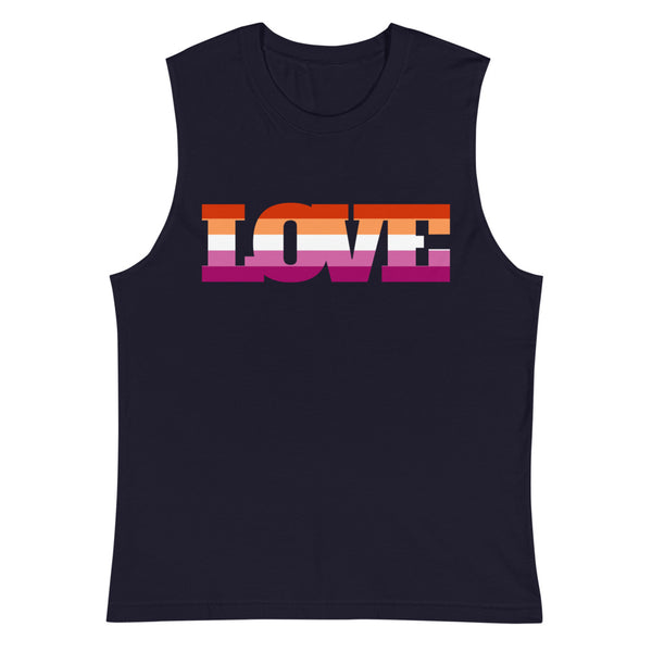 Navy Lesbian Love Muscle Top by Queer In The World Originals sold by Queer In The World: The Shop - LGBT Merch Fashion