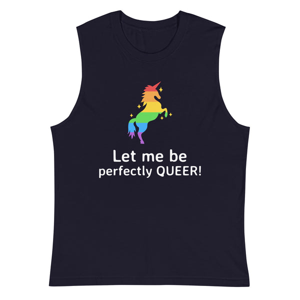 Navy Let Me Be Perfectly Queer Muscle Top by Queer In The World Originals sold by Queer In The World: The Shop - LGBT Merch Fashion