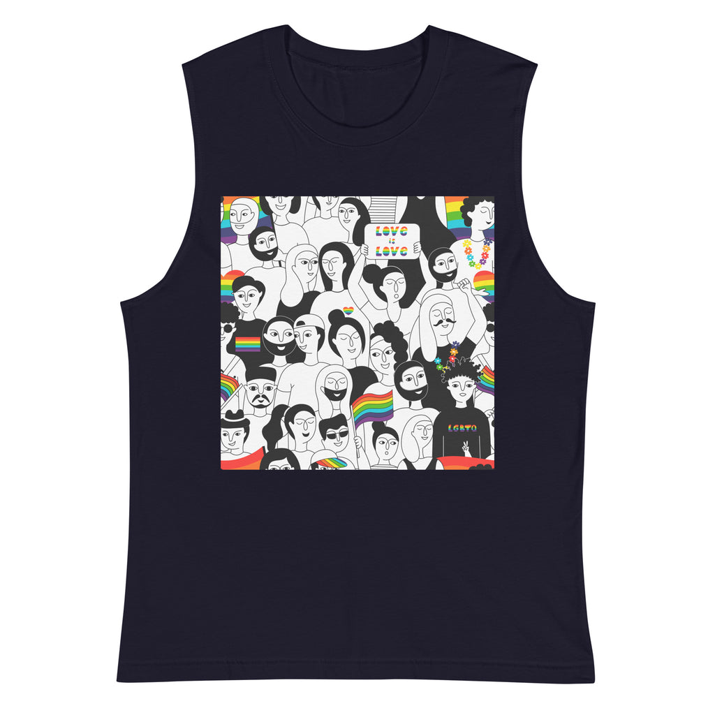 Navy LGBT Pride Muscle Top by Queer In The World Originals sold by Queer In The World: The Shop - LGBT Merch Fashion
