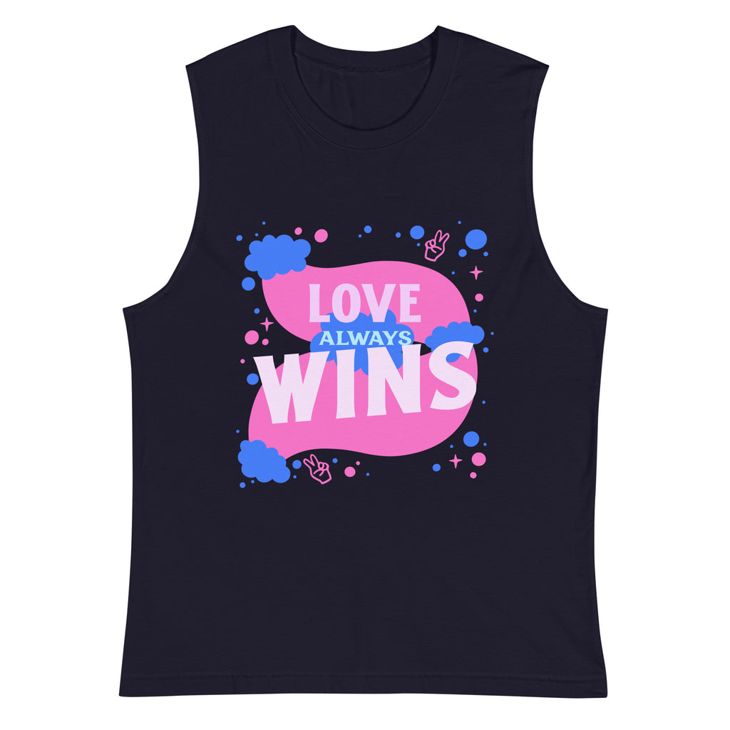 Navy Love Always Wins Muscle Top by Queer In The World Originals sold by Queer In The World: The Shop - LGBT Merch Fashion