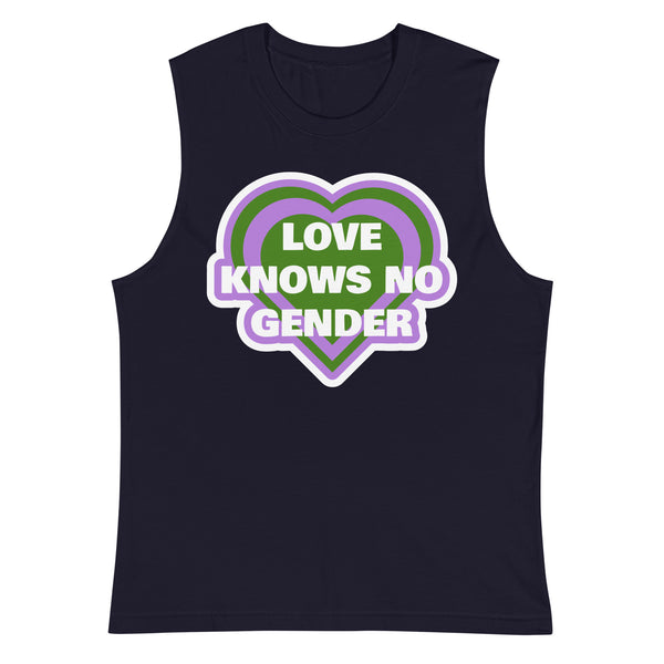 Navy Love Knows No Gender Genderqueer Muscle Top by Queer In The World Originals sold by Queer In The World: The Shop - LGBT Merch Fashion