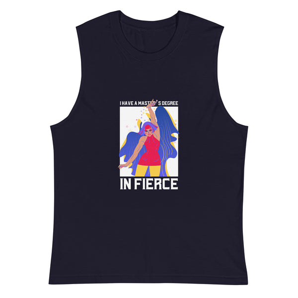 Navy Master's Degree In Fierce Muscle Top by Queer In The World Originals sold by Queer In The World: The Shop - LGBT Merch Fashion