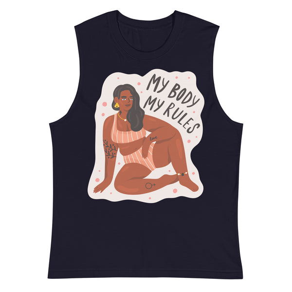 Navy My Body My Rules  Muscle Top by Queer In The World Originals sold by Queer In The World: The Shop - LGBT Merch Fashion