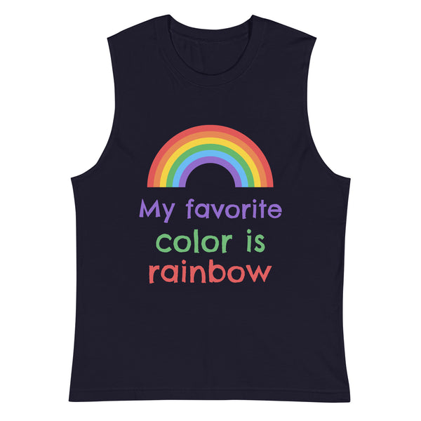 Navy My Favorite Colour Is Rainbow Muscle Top by Queer In The World Originals sold by Queer In The World: The Shop - LGBT Merch Fashion