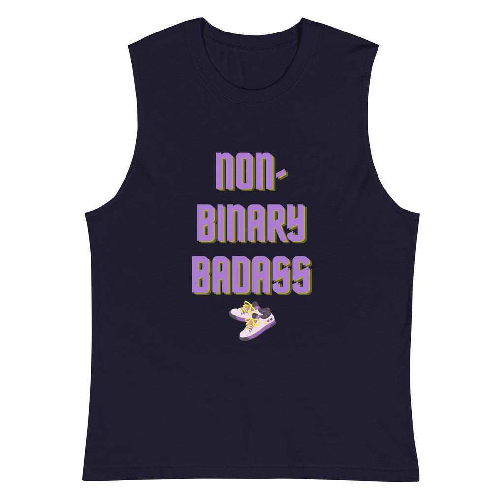 Navy Non-Binary Badass Muscle Top by Queer In The World Originals sold by Queer In The World: The Shop - LGBT Merch Fashion