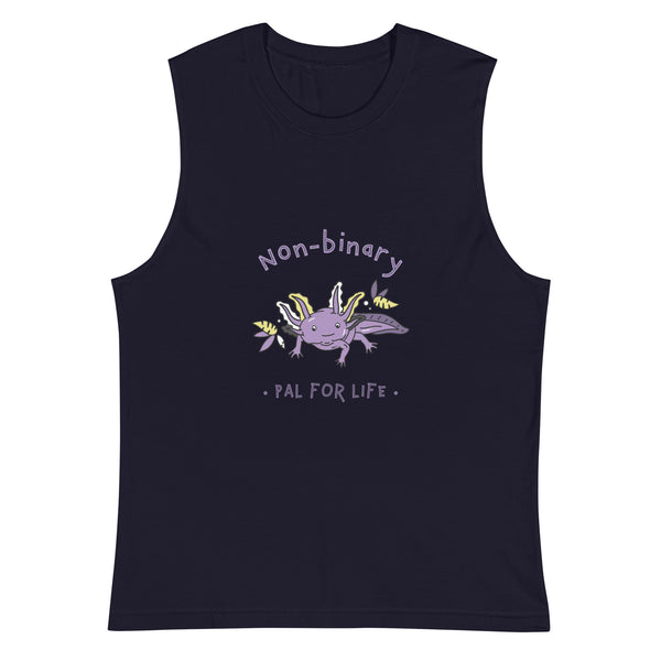 Navy Non-Binary Pal For Life Muscle Top by Queer In The World Originals sold by Queer In The World: The Shop - LGBT Merch Fashion