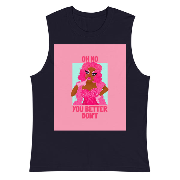 Navy Oh No You Betta Don't  Muscle Top by Queer In The World Originals sold by Queer In The World: The Shop - LGBT Merch Fashion