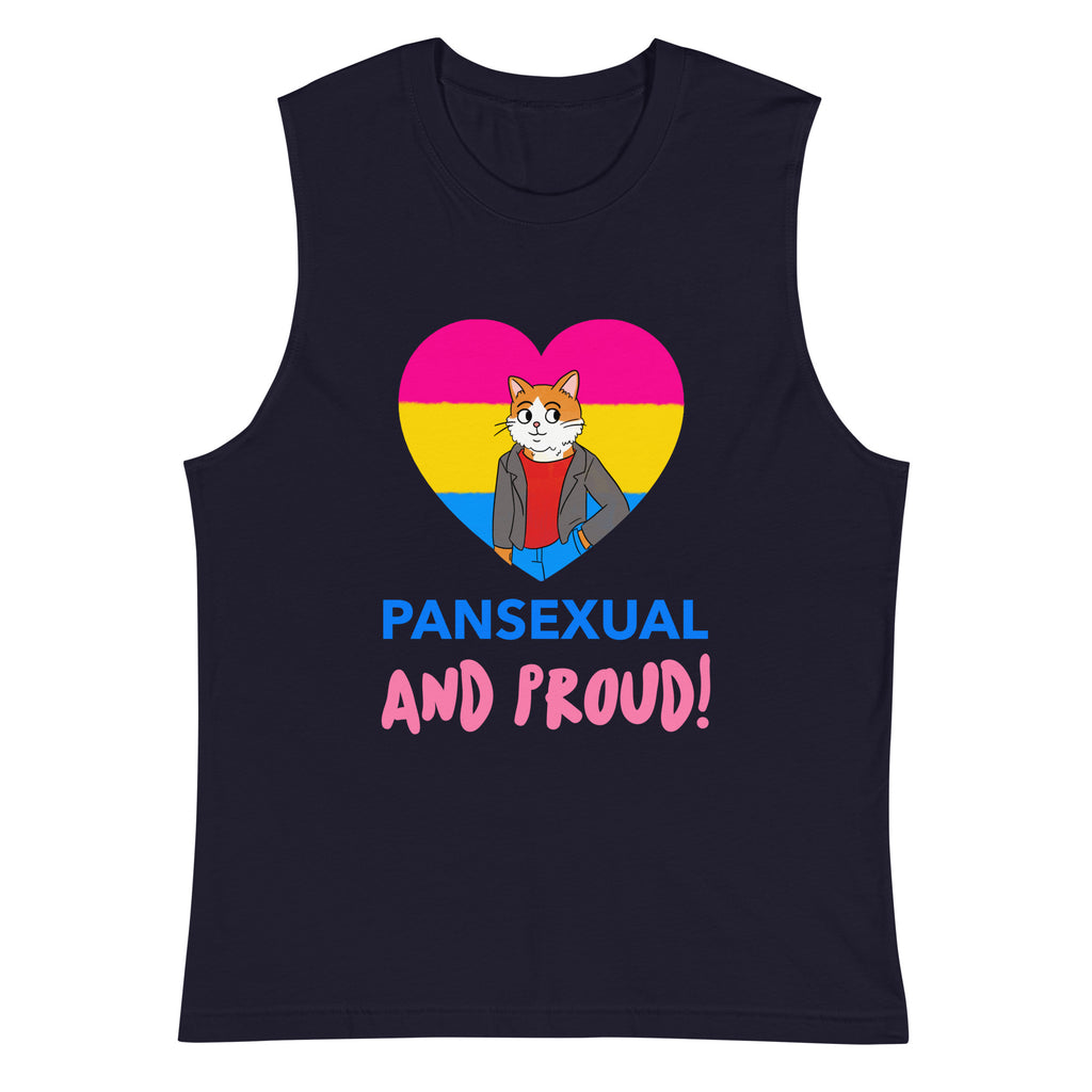 Navy Pansexual And Proud Muscle Shirt by Printful sold by Queer In The World: The Shop - LGBT Merch Fashion