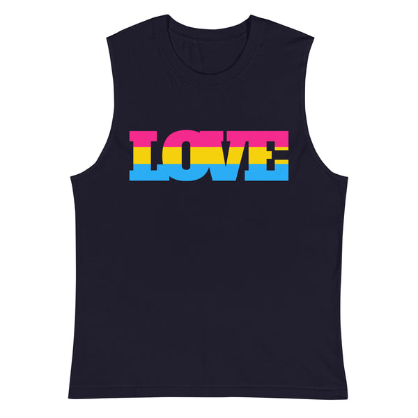 Navy Pansexual Love Muscle Top by Queer In The World Originals sold by Queer In The World: The Shop - LGBT Merch Fashion
