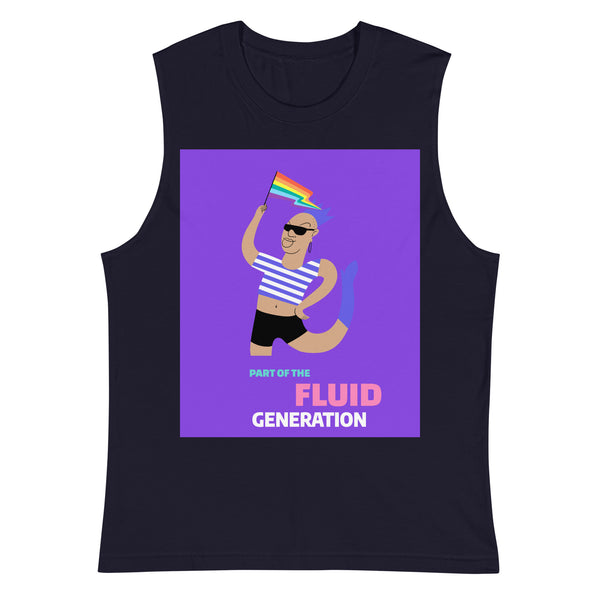 Navy Part Of The Fluid Generation Muscle Top by Queer In The World Originals sold by Queer In The World: The Shop - LGBT Merch Fashion