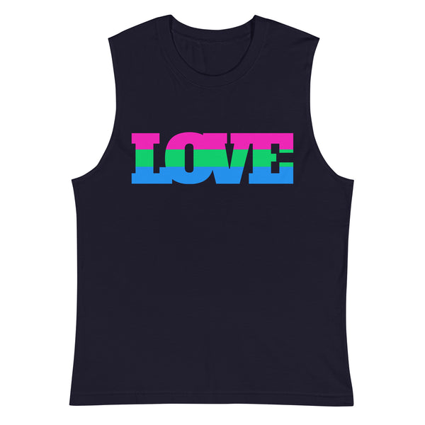 Navy Polysexual Love Muscle Top by Queer In The World Originals sold by Queer In The World: The Shop - LGBT Merch Fashion