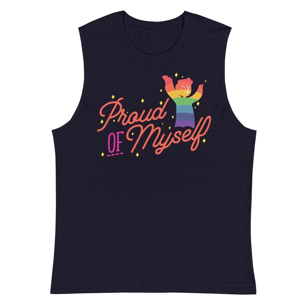 Navy Proud Of Myself Muscle Shirt by Printful sold by Queer In The World: The Shop - LGBT Merch Fashion