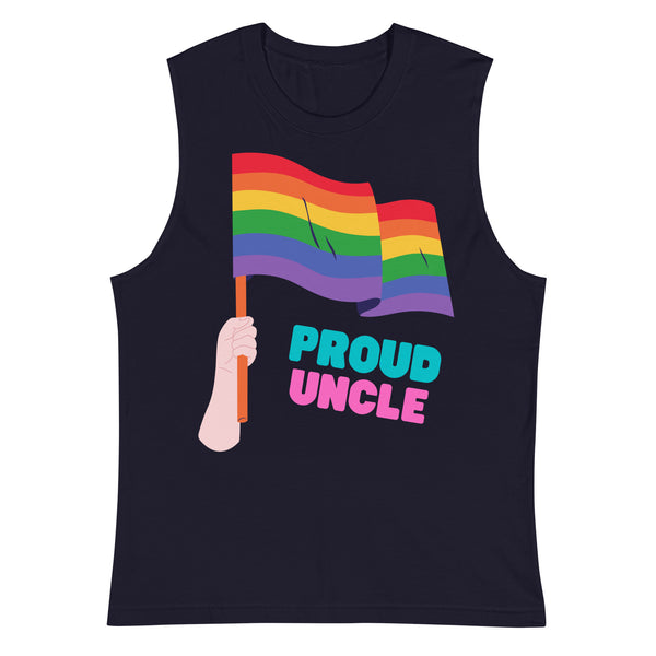 Navy Proud Uncle Muscle Top by Queer In The World Originals sold by Queer In The World: The Shop - LGBT Merch Fashion