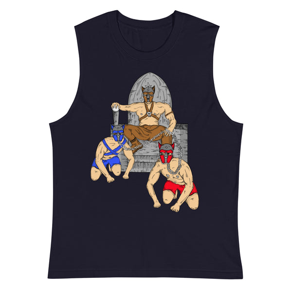 Navy Pup Play Muscle Top by Queer In The World Originals sold by Queer In The World: The Shop - LGBT Merch Fashion