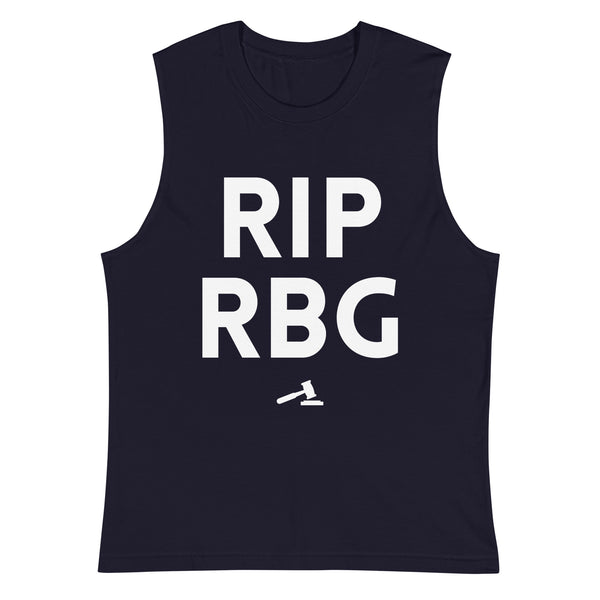 Navy RIP RBG Muscle Top by Queer In The World Originals sold by Queer In The World: The Shop - LGBT Merch Fashion