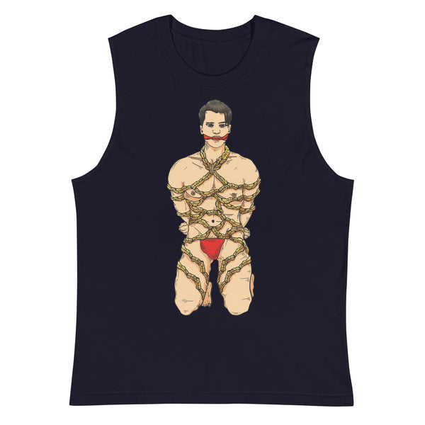 Navy Shibari Muscle Top by Queer In The World Originals sold by Queer In The World: The Shop - LGBT Merch Fashion