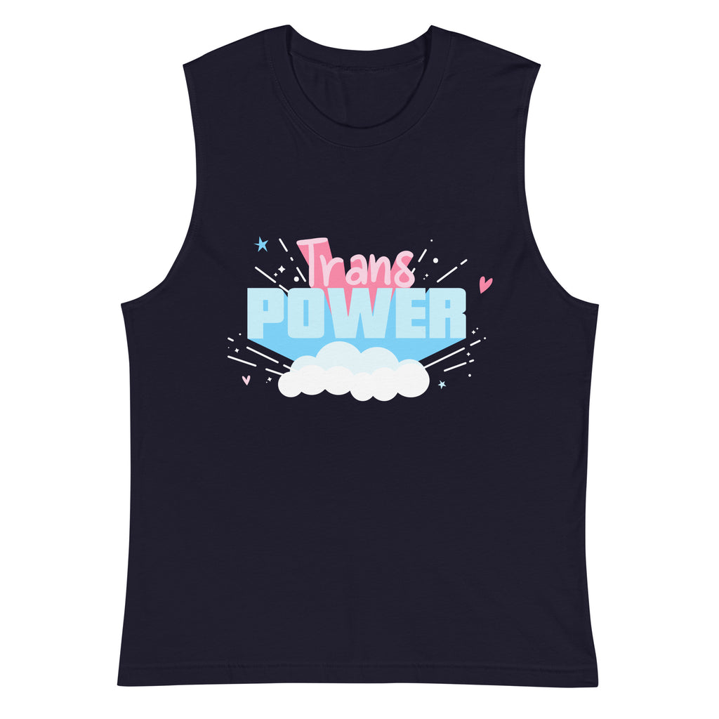 Navy Stand Proud Trans Power Muscle Top by Queer In The World Originals sold by Queer In The World: The Shop - LGBT Merch Fashion